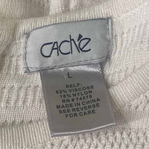 Cache Size Large White Knit Dress with Crocheted Sleeves - Picture 7 of 7